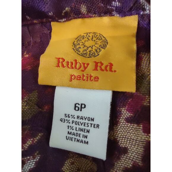 RUBY RD. Women's Stylish Blouse Top Shirt Small abstract colorful Rayon - Picture 3 of 3